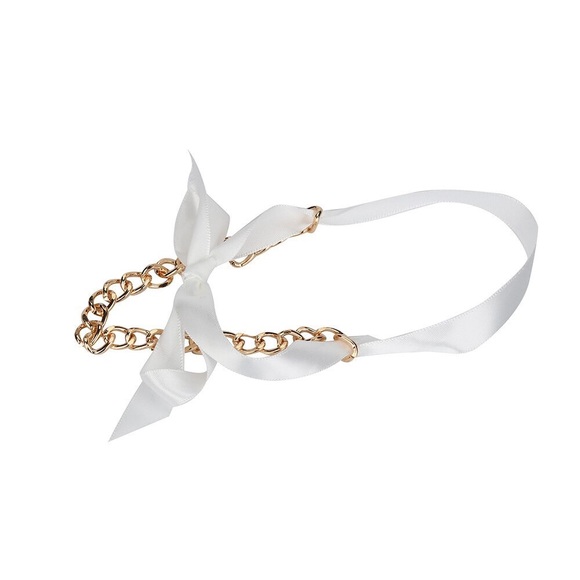 NEW (ONE) Sexy Satin Bow Adjustable Anklet with Chunky Gold Chain OS - Picture 4 of 11